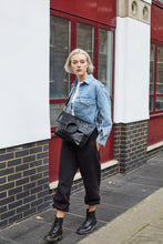 Load image into Gallery viewer, Black Crocodile Print Shopper Bag