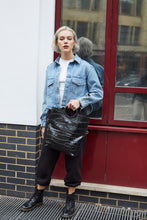 Load image into Gallery viewer, Black Crocodile Print Shopper Bag