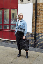 Load image into Gallery viewer, Black Crocodile Print Shopper Bag