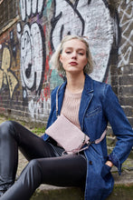 Load image into Gallery viewer, Pink Snake Print Crossbody Clutch Bag