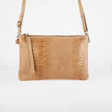 Load image into Gallery viewer, Light Brown Snake Print Clutch Bag