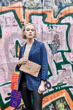 Load image into Gallery viewer, Light Brown Snake Print Clutch Bag