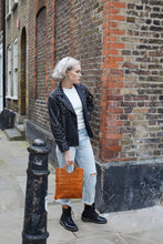 Load image into Gallery viewer, Brown Crocodile Print Shopper Bag