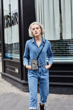 Load image into Gallery viewer, Zebra Print Leather Phone Bag